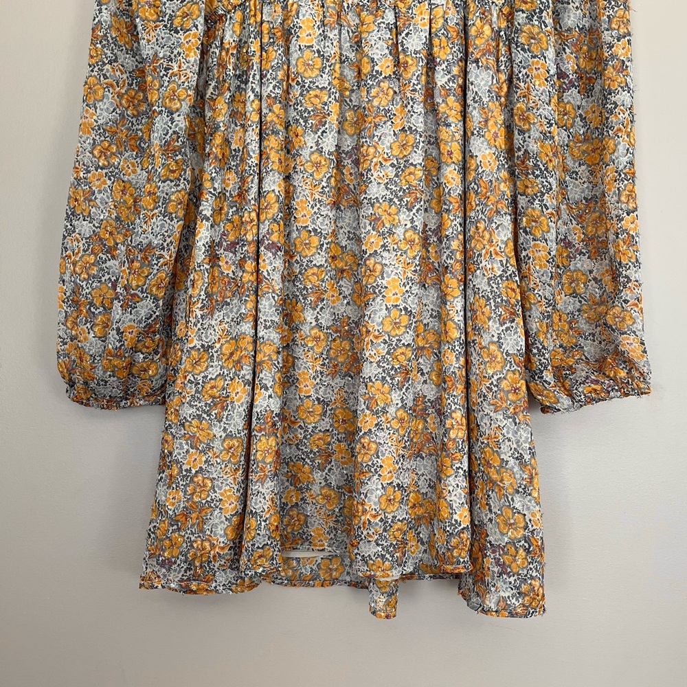 {American Eagle} Long Sleeve Chiffon Floral Babydoll Mini Dress - Medium - NWT - Picture 8 of 11